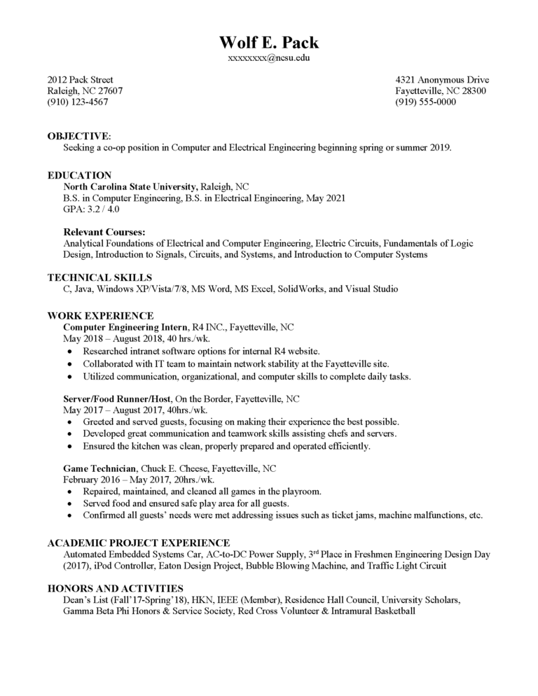 Co-op Resume | Career Development Center