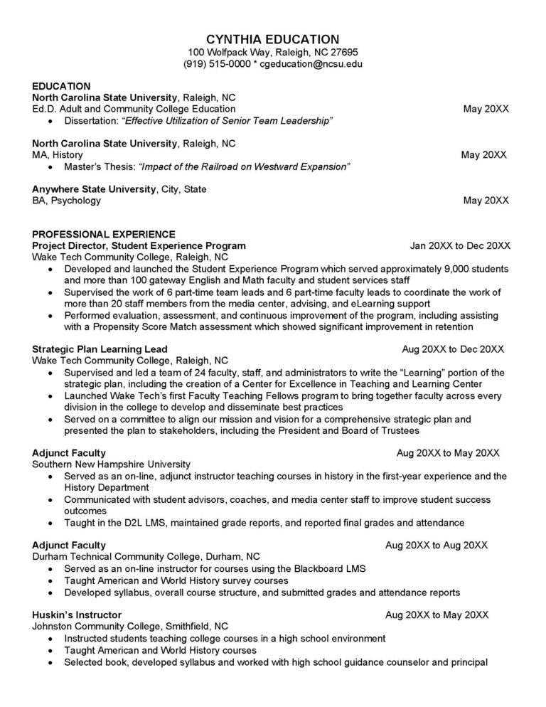 Resume and CV Examples | Career Development Center