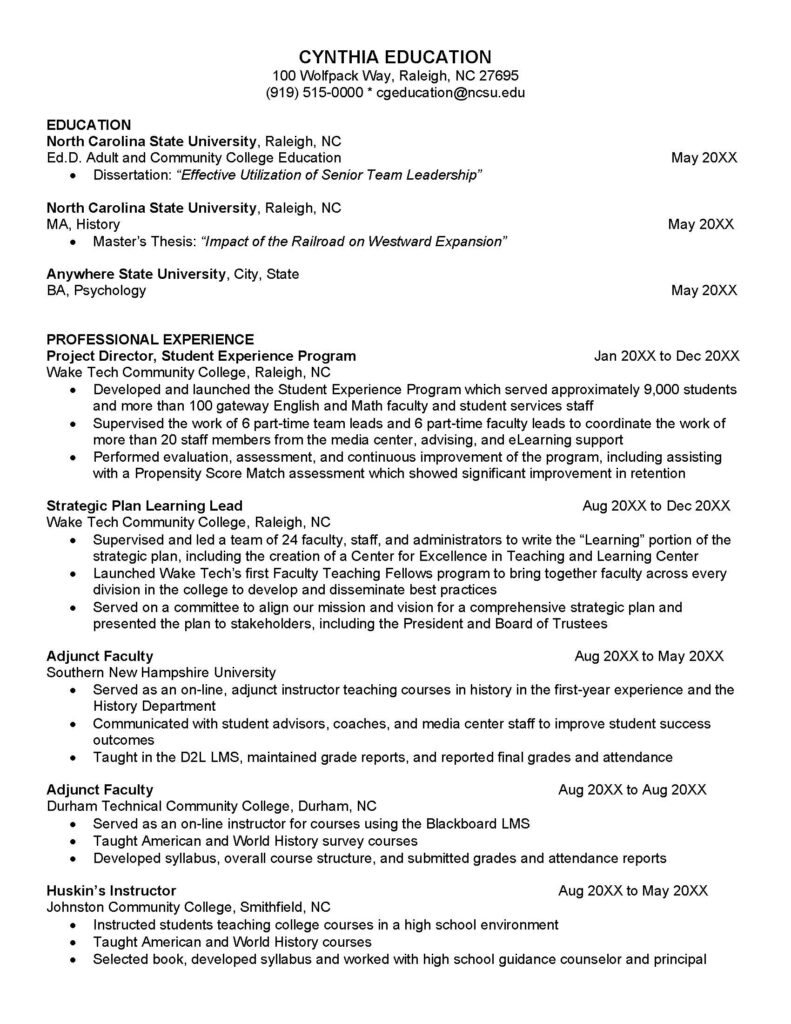 Resume and CV Examples | Career Development Center