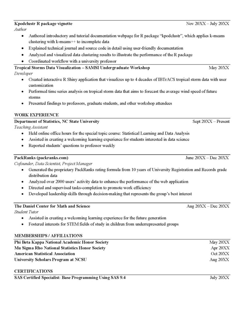 Resume and CV Examples | Career Development Center