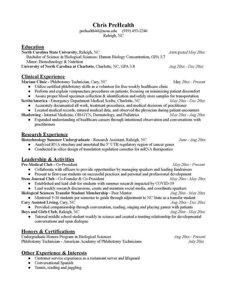 Resume and CV Examples Career Development Center