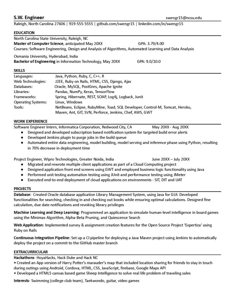 Resume and CV Examples | Career Development Center