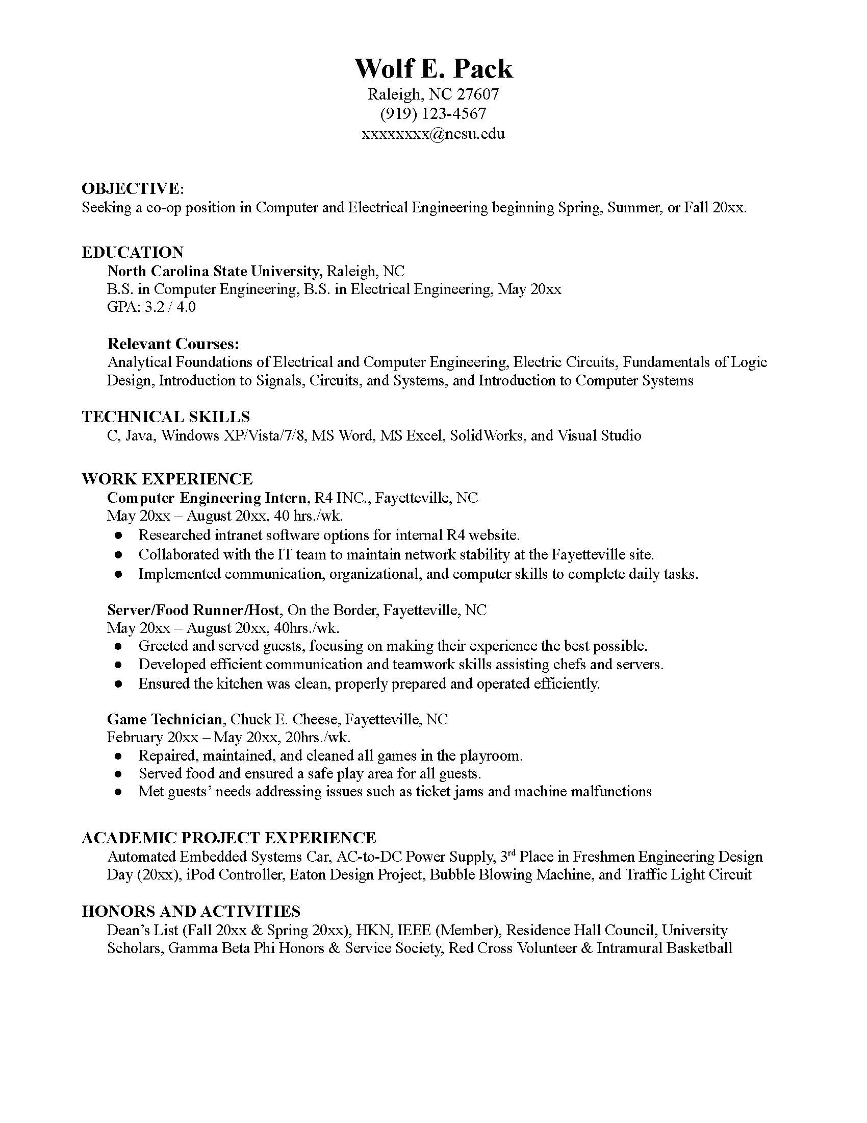 Resume And CV Examples Career Development Center